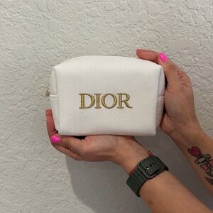 GWP Dior Mini Makeup Bag – White w/ Gold Branding